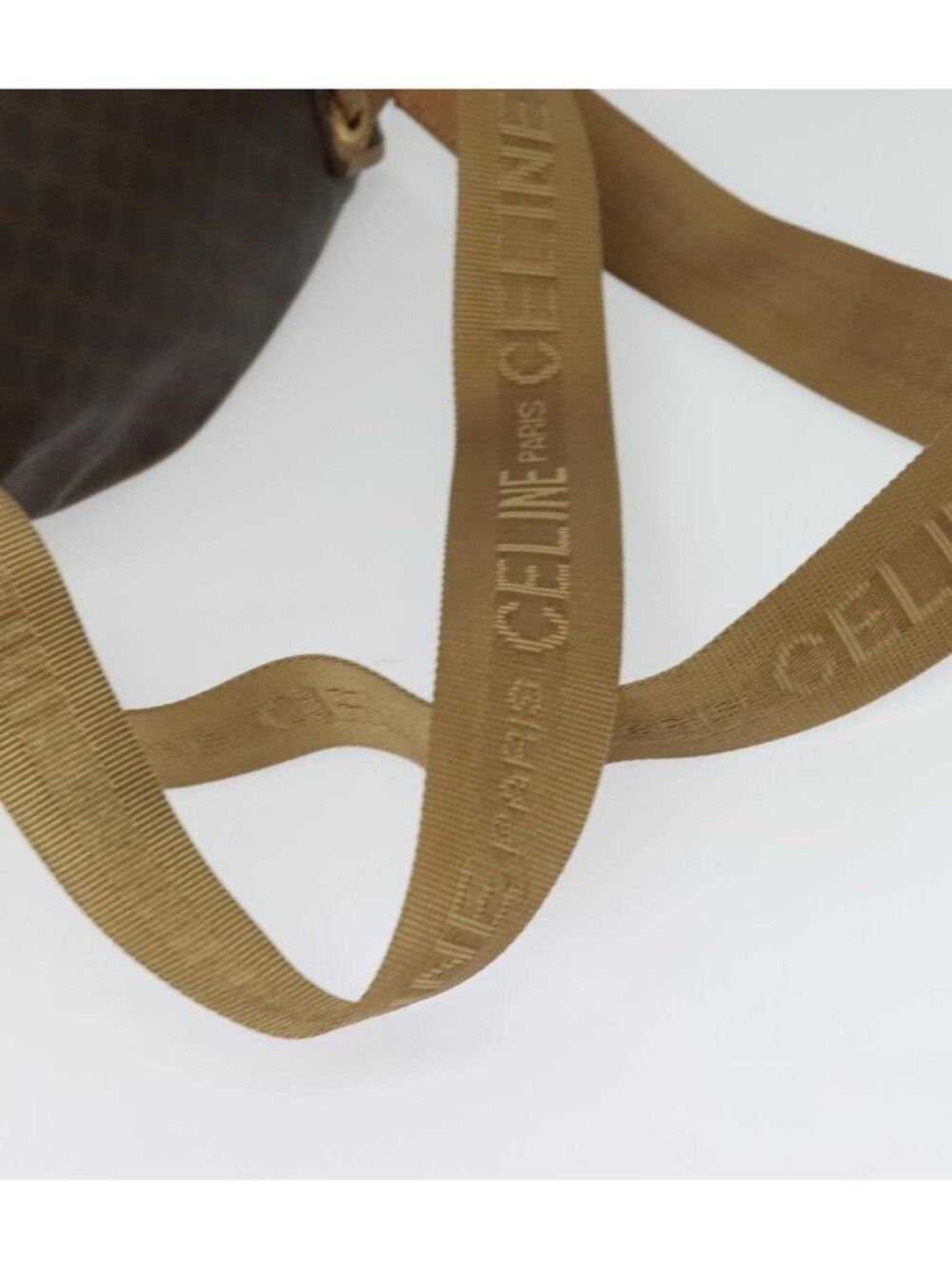 CELINE Macadam Canvas Backpack PVC Leather Brown Gold - Picture 5 of 16